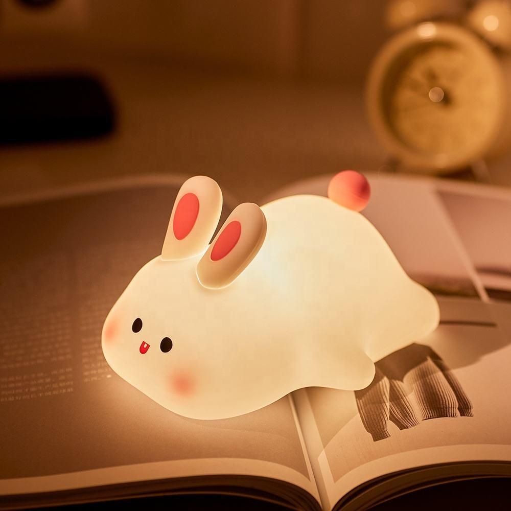Glow-Bunny | Super Soft Silicone Touch Night Lamp-The Ultimate Cuddly Bedside Companion!